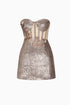 Bra Form Rose Patterned Brown Mini Dress
